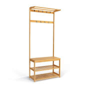 Idomya Ξύλινο Έπιπλο Εισόδου με 3 Ράφια και 9 Κρεμάστρες 70 x 30.5 x 170 cm Maya Idomya 30088414