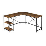 Μεταλλικό Γωνιακό Γραφείο με 2 Ξύλινα Ράφια Elize 148 x 148 x 75.5 cm Idomya 30088582