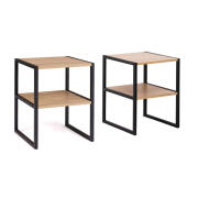 Idomya Σετ Μεταλλικά - Ξύλινα Κομοδίνα με 2 Ράφια 40 x 40 x 50 cm 2 τμχ Idomya Memphis 30130205