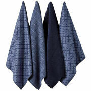 Ladelle Πετσέτες Κουζίνας Microfibre Μπλε Carver 43X68cm - Σετ 4 Τεμαχίων