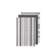 Ladelle Πετσέτες Κουζίνας Βαμβακερές Γκρι Abode Stripe 45X70cm- Σετ 3 Τεμάχια
