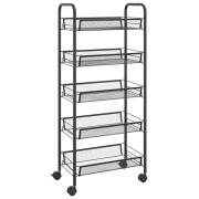 vidaXL Τρόλεϊ Κουζίνας 5 Επιπέδων Μαύρο 46 x 26 x 105 εκ. Σιδερένιο 336328