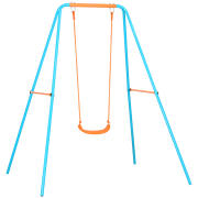 Outsunny Garden Swing για παιδιά 3-8 ετών από ατσάλι και PE με κάθισμα και μανταλάκια, 163x145x181 cm, μπλε και πορτοκαλί 344-066V00BU