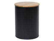 Μεταλλικό Δοχείο κουζίνας Excellent Houseware με καπάκι από μπαμπού και διαστάσεις Φ13.5cm x 17cm - Μαύρο