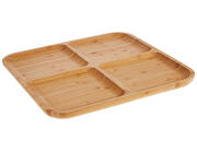 Δίσκος Σερβιρίσματος Excellent Houseware από Ξύλο Bamboo, με 4 διαμερίσματα και διαστάσεις 30x30x1.8cm