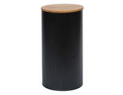 Μεταλλικό Δοχείο κουζίνας Excellent Houseware με καπάκι από μπαμπού και διαστάσεις Φ10.8cm x 21cm - Μαύρο