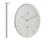 Ρολόι τοίχου 837362270 Kράμα αλουμινίου, με θερμόμετρο και υγρόμετρο, διαστάσεων 34.5x27.1x4.2cm χρυσή στεφάνη, δείκτες και αριθμοί με λευκό καντράν