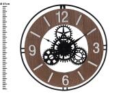 Ρολόι τοίχου HZ1003620 Mεταλλικό/ξύλινο, διάμετρος 57cm.