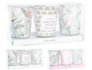 Σετ 3 Κεριά CC5061080 Σε γυάλινο δοχείο 16 x 5 x 8 cm, σε 3 επιλογές σχεδίου