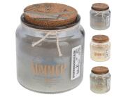 Αρωματικό Κερί Pacifica CC5062440 Σε γυάλινο δοχείο με καπάκι από φελλό, 10,2 x 10 cm, 300γρ, σε 3 επιλογές σχεδίου και αρώματος green/tropical shores, blue/snowflake, light brown/diving lover.