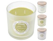 Αρωματικό Κερί CC5055060 Σε frosted γυάλινο δοχείο και ξύλινο καπάκι Με 2 φιτίλια 10 x 10cm Σε 3 επιλογές αρώματος, white musk rose, sandalwood, geranium.