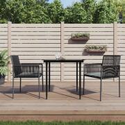 vidaXL Καρέκλες Κήπου 2 τεμ. Μαύρες 54x60,5x83,5 εκ Συνθ. Ρατάν/Μαξιλ. 364102