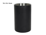 HIT Σαμπανιέρα - Βάση μπουκαλιού (22092830) Με διπλό τοίχωμα, ανοξείδωτο ατσάλι, σατινέ μαύρο, 12 x 12 x 16 cm