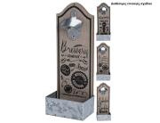 Aνοιχτήρι μπουκαλιών τοίχου Bistro mdf, Με Δοχειάκι για τα καπάκια, 30,5x12x7cm, σε 3 επιλογές σχεδίου.