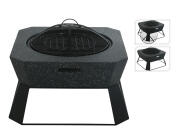 Εστία φωτιάς εξωτερικού χώρου με σχάρα ΒΒQ, 62x62x43.5cm, Μαύρο