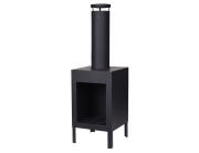 Τζάκι εξωτερικού χώρου με καμινάδα και πόδια στήριξης, 30x30x100cm, Μαύρο