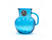 Glass Drops Κανάτα με χερούλι Ribbed (3198DB09) Από ανακυκλωμένο γυαλί, Χωρητικότητας 2.3L, Διαστάσεων Ø 20 x Υ 20 cm, Aqua Blue