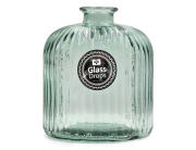 Διακοσμητικό Βάζο Glass Drops Daroca Stripe (4863DB600) Από ανακυκλωμένο γυαλί, Χωρητικότητας 1.95L, Διαστάσεων Ø 16 x Υ 18cm, Natural Green