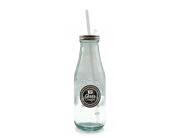 Glass Drops Μπουκάλι Coca Cola (9014) Με πώμα και καλαμάκι, Aπό 100% ανακυκλωμένο γυαλί, Xωρητικότητας 550ml, Διαστάσεων Ø 8 x Υ 28 cm
