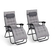 Σετ Μεταλλικές Πτυσσόμενες Καρέκλες Κήπου - Ξαπλώστρες με Μαξιλάρια 70 x 92 x 110 cm 2 τμχ Inkazen 40044173