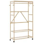 vidaXL Ράφι ρούχων με ράφια και ρόδες 110x40x180 εκ. Μπαμπού 4008923