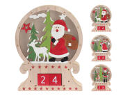 Ξύλινο χριστουγεννιάτικο ημερολόγιο με φωτισμό LED και διαστάσεις 23x4.5x30cm, σε 3 επιλογές σχεδίου