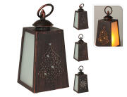 THE NETHERLANDS Διακοσμητικό φανάρι με χερούλι, φωτισμό LED και διαστάσεις 10x10x19.5cm, σε 3 επιλογές σχεδίου