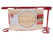 Ξύλινος χριστουγεννιάτικος διακοσμητικός δίσκος Excellent Houseware με βάση έλκηθρο και διαστάσεις 45.8x21.5x14cm, Καφέ/Κόκκινο