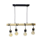 XANLITE Κρεμαστό φωτιστικό με 4 ξύλινα ντουί, βάση E27, ρυθμιζόμενο καλώδιο 80cm και 60cm, IP20