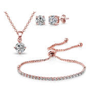 Philip Jones Σετ Κοσμήματα Solitaire Friendship 4 τμχ με Κρύσταλλα Swarovski®