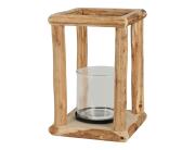 Διακοσμητικό Φανάρι με διαστάσεις 16x16x25cm, Σε απόχρωση ξύλου