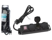 Πολύπριζο εξωτερικού χώρου - 3x Schuko - Με Διακόπτη On/Off - Καλώδιο 1.4m - Mαύρο