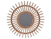 Διακοσμητικός καθρέπτης τοίχου στρογγυλός, με διαστάσεις 50x50x1.8cm - Σε απόχρωση ξύλου