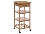 Τρόλεϊ τακτοποίησης και αποθήκευσης κουζίνας 5Five με Ράφια και Συρτάρια, από ξύλο Bamboo, 37x48x90cm