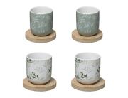 Secret de Gourmet Σετ Κούπες & Ξύλινη Βάση Green Harmony με χωρητικότητα 130ml - 8 τεμάχια