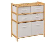 5five Επιδαπέδια Ραφιέρα Μπάνιου με 6 κουτιά αποθήκευσης, από Ξύλο Bamboo, 66x33x78.5cm