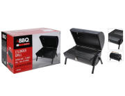BBQ Φορητή Κυλινδρική Ψησταριά κάρβουνου (C83000350) Με Καπάκι, Ξύλινη λαβή, σχάρα, πόδια στήριξης, από ανοξείδωτο χάλυβα, 41 x 26 x 38 cm