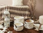 Σετ διακοσμητικά καλάθια Γούνα Home Deco Factory με χερούλια - 3 τεμάχια