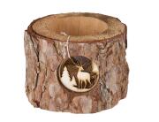 Διακοσμητικό Κηροπήγιο από Ξύλο Βελανιδιάς, με διαστάσεις 13x13x11cm - Καφέ
