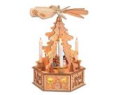 Ξύλινη Χριστουγεννιάτικη Πυραμίδα με υποδοχές για κεριά, φωτισμό LED και διαστάσεις 18x18x32cm