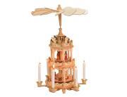 Ξύλινη Χριστουγεννιάτικη Πυραμίδα με 3 επίπεδα και υποδοχές για κεριά και διαστάσεις 16x16x38cm