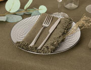 Atmosphera  Σετ Πετσέτες φαγητού Maha με κρόσσια και διαστάσεις 40x40cm - Khaki green - 2 τεμάχια