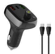 LDNIO FM transmitter & φορτιστής C704Q USB-C/2x USB 36W Bluetooth μαύρο