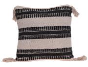 Διακοσμητικό Μαξιλάρι Black Stripe με ανάγλυφο σχέδιο,  κρόσσια και διαστάσεις 45x45cm - White/Black