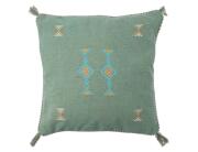 Atlas Διακοσμητικό Μαξιλάρι με κεντητό σχέδιο, κρόσσια και διαστάσεις 45x45cm - Green