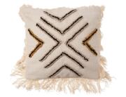 Διακοσμητικό Μαξιλάρι Atlas με κεντητό σχέδιο, κρόσσια και διαστάσεις 45x45cm - White