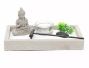 Zen Διακοσμητικός κήπος  με φιγούρα Βούδα, κερί και διαστάσεις 19x10x8cm