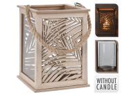 Διακοσμητικό Φανάρι H&S Collection με χερούλι και διαστάσεις 18x18x25.5cm - Απόχρωση Ξύλου