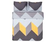 Σετ Διπλή Παπλωματοθήκη, Σεντόνι & 2 Μαξιλαροθήκες Heinner Home από βαμβάκι 132 TC, με διαστάσεις 180x200cm - Γκρι/Κίτρινο