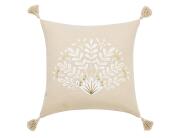 Διακοσμητικό Μαξιλάρι Majestia Douceur d'intérieur με μεταλλικό σχέδιο, κρόσσια και διαστάσεις 45x45cm - Beige